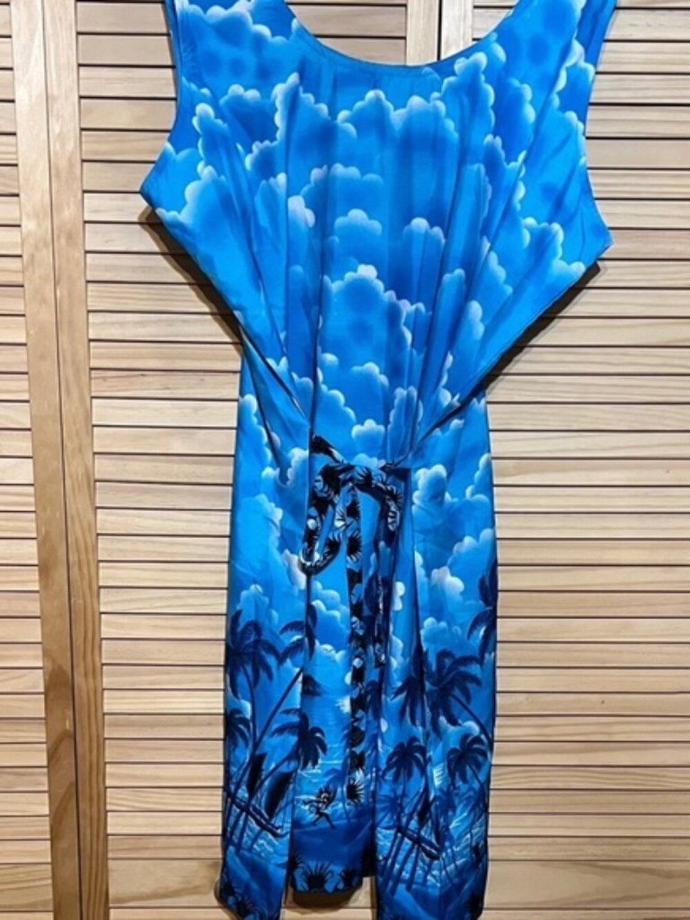 Rima Blue Tropical Midi Dress sleeveless